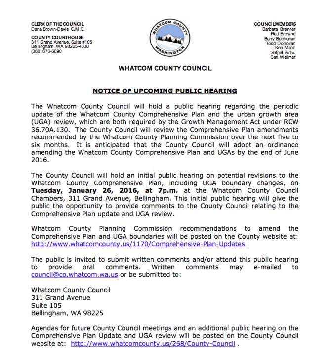 public hearing notice comp plan