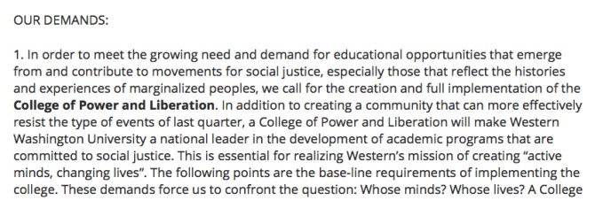 students for power and liberation demands