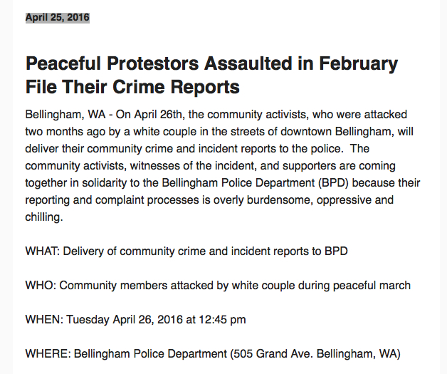 peaceful protestors file report