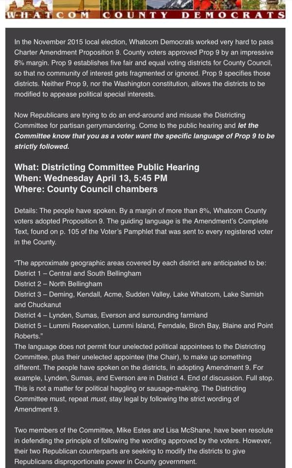 Whatcom dems districting hearing