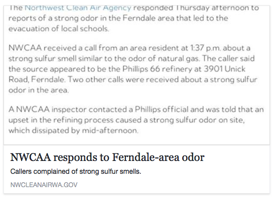 nwcaa phillips 66 ferndale odor