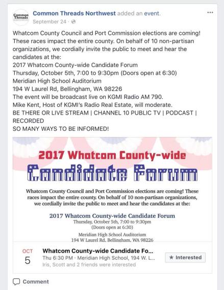 common threads fb post candidate forum