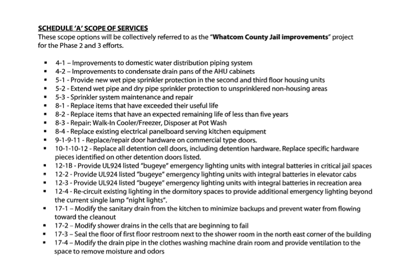 Scope of services being proposed incremental jail renovations