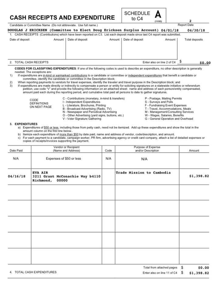 cash receipts ericksen in cambodia
