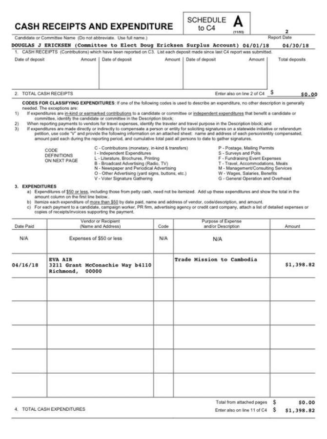 cash receipts ericksen in cambodia