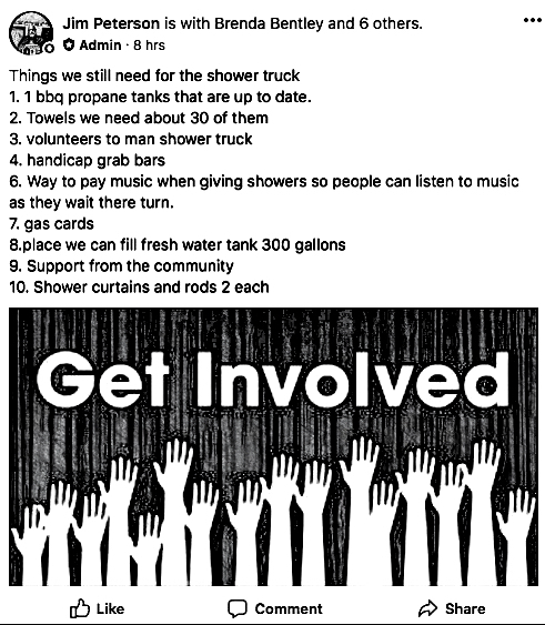 needs list shower truck