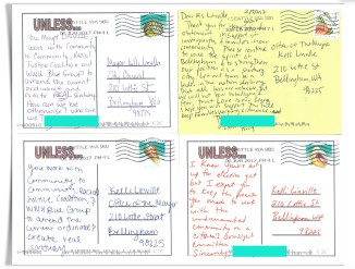 postcards to mayor redacted aqua