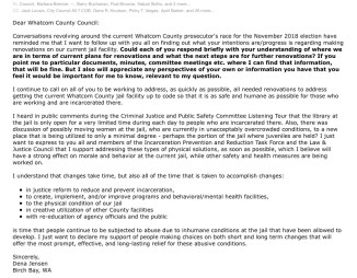 Letter to councils on jail renovations