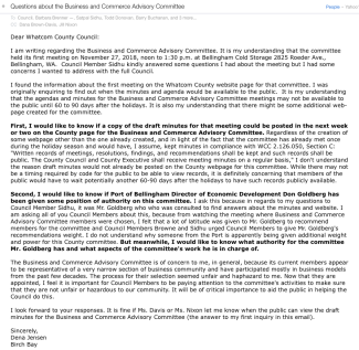 letter to council bcac minutes