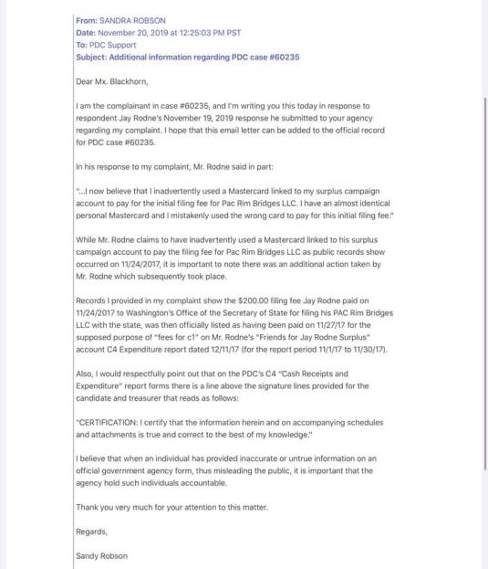 Robson PDC 112019 PDC email RE Jay Rodne response